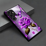 Rose & Butterfly Tempered Glass Case for Samsung