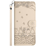 Solid color embossed cat card slot case for iPhone