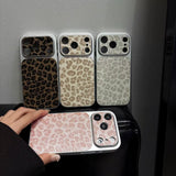 Large-Window Glitter Leopard Print Case for iPhone