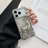 Christmas Sparkling Diamond Deer Case For iPhone