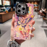 Oil painting butterfly phone case for iPhone