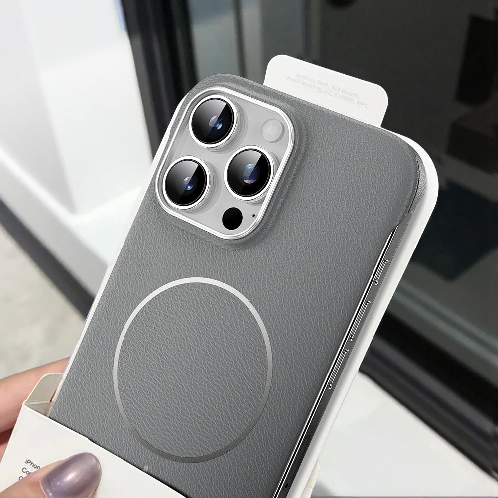 Ultra-thin magnetic borderless leather case for iPhone