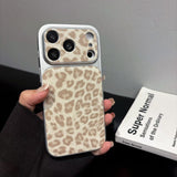 Large-Window Glitter Leopard Print Case for iPhone