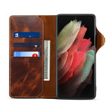 Leather flip cover anti-theft brush card insertion case For Samsung