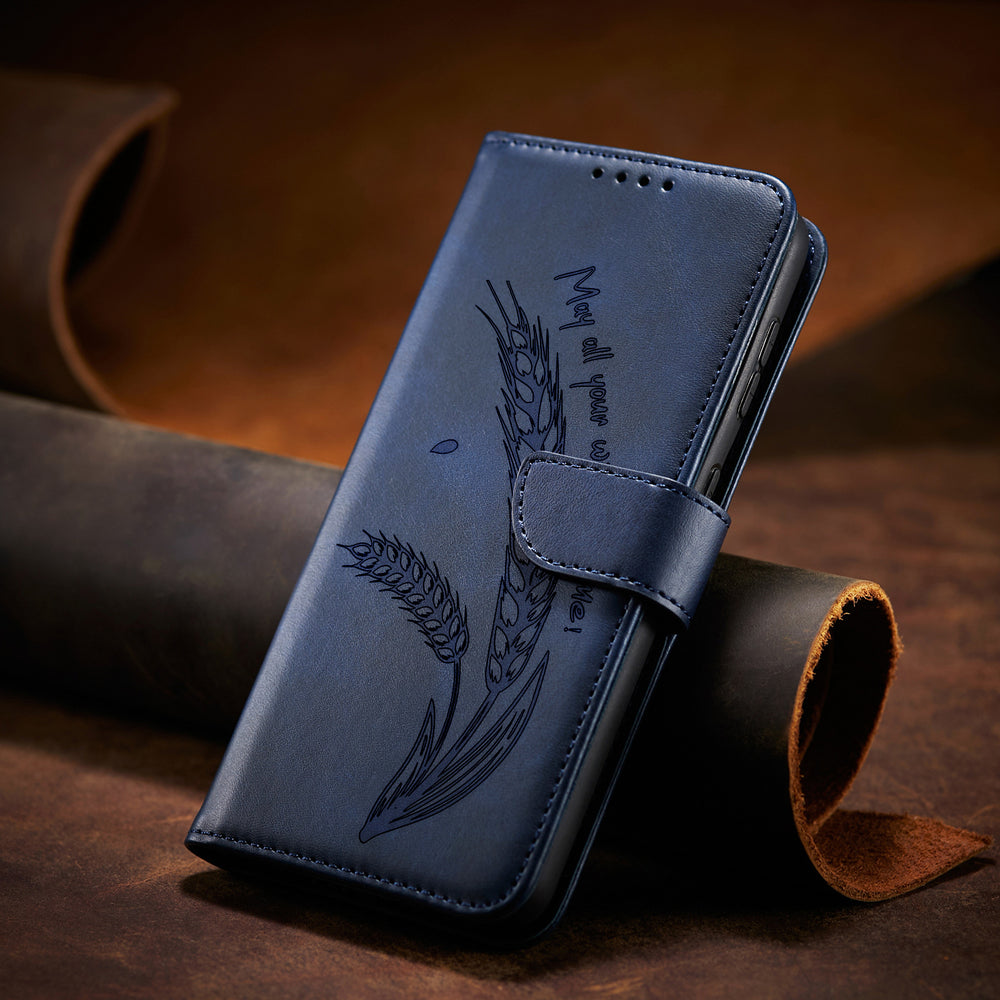 Wheat Ear Embossed Flip Wallet Case for Samsung