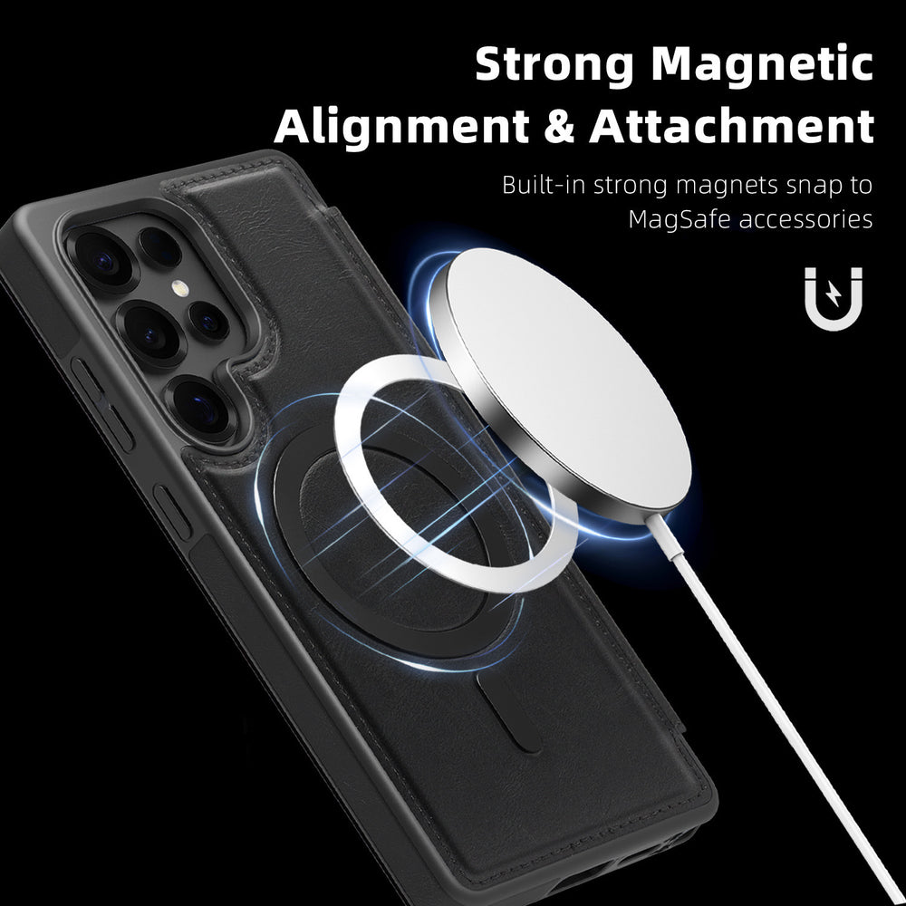 RFID Magsafe Magnetic Flip Wallet Case for Samsung