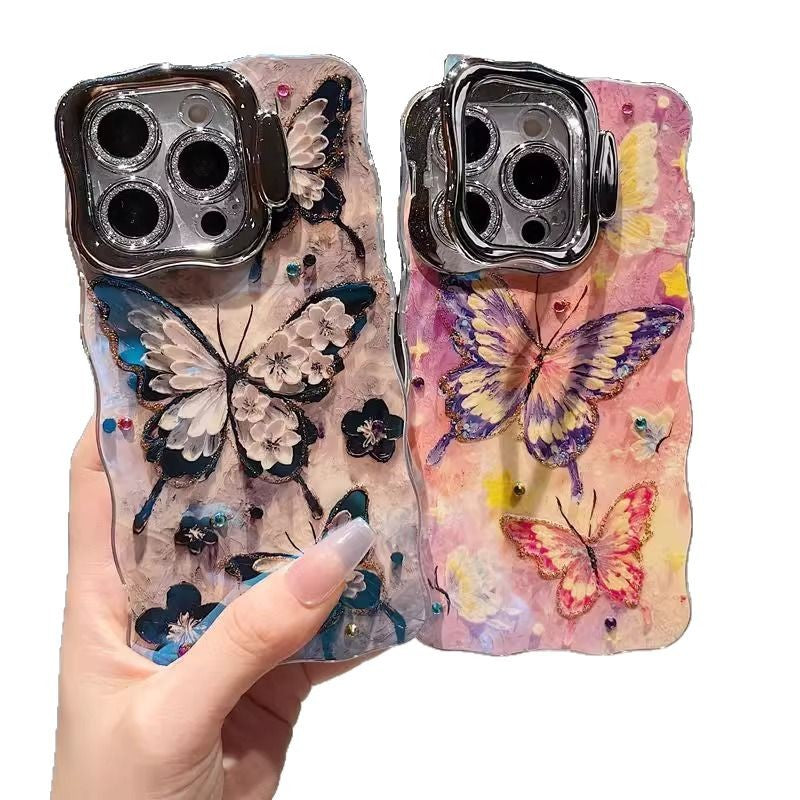 Oil painting butterfly phone case for iPhone