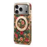Flower Language Gear Electroplating Magnetic Bracket Case For iPhone