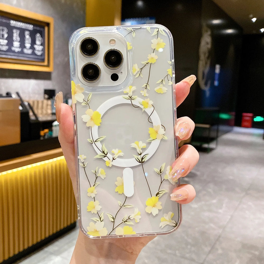 Retro Flower Magnetic Case For iPhone