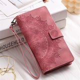 Embossing Leather Flip Wallet Case For Samsung