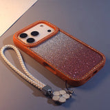 Double-sided Rhinestone Gradient Glitter Lanyard Case for iPhone