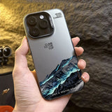 Snow Mountain Landscape Electroplate Silver Case For iPhone
