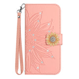 3D Glitter  Sunflower Leather Wallet Flip Case for iPhone