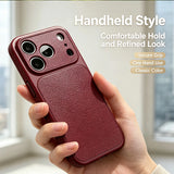 Burgundy Faux Leather Matte Shockproof  Case For iPhone