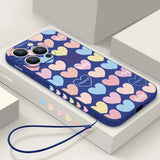 Luxury Colorful Love Hearts Lanyard Case For iPhone