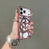 Magnetic Solid Color Plating Hollow Case For iPhone