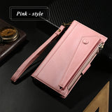 RFID Crossbody Zipper Leather Flip Wallet Case for Samsung