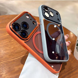 Metal Camera Bumper Magnetic Clear Case For iPhone