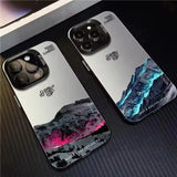 Snow Mountain Landscape Electroplate Silver Case For iPhone
