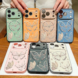 Gold Butterfly Pattern Magnetic Case For iPhone
