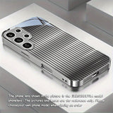 Silver Vertical Striped Electroplated Glass Case for Samsung
