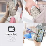 Zipper Flip Leather Wallet Wrist Strap Case for iPhone
