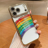 Plating Glitter Diamond Rainbow Quicksand Case For iPhone