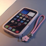 Double-sided Rhinestone Gradient Glitter Lanyard Case for iPhone