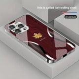 Gold Maple Leaf Wood Grain Case For iPhone