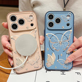 Gold Butterfly Pattern Magnetic Case For iPhone