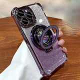 Glitter Plating Lens Protection Magnetic Holder Case for iPhone