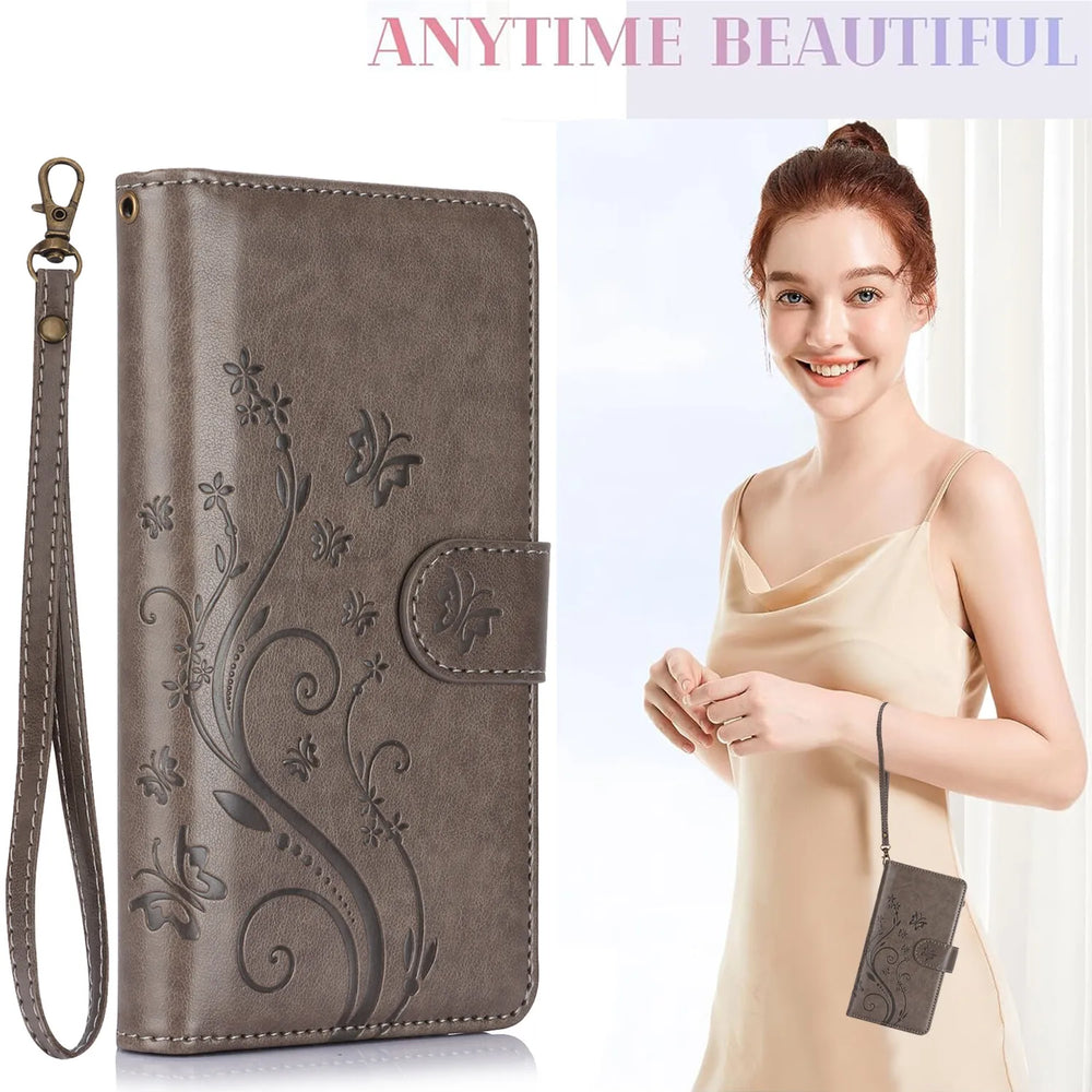 Card Slots Stand Flip Zipper Leather Wallet Phone Case For Samsung
