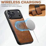 Leather Card Holder Stand Frame Case For iPhone