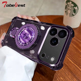 Shockproof Plating Magnetic Bracket Case for iPhone
