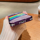 Plating Glitter Diamond Rainbow Quicksand Case For iPhone