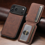 Magnet Card Holder Stand Leather Case For iPhone