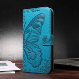 Leather Printed Butterfly Wallet Flip Case For iPhone