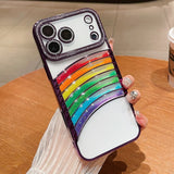 Plating Glitter Diamond Rainbow Quicksand Case For iPhone