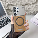 Wood Grain Frameless Leather Case For Samsung