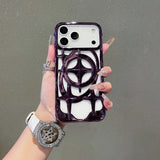 Magnetic Solid Color Plating Hollow Case For iPhone