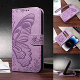 Leather Printed Butterfly Wallet Flip Case For iPhone