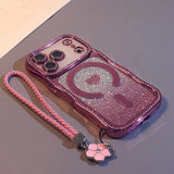 Rhinestone Glitter Magnetic Heart Case for iPhone