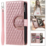 Long Lanyard Zipper Flip Leather Wallet Case for iPhone