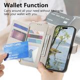 Zipper Flip Leather Wallet Wrist Strap Case for iPhone
