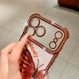 Plating Glitter Butterfly Rhinestone Diamond Case For iPhone