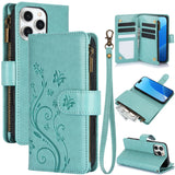Leather Zipper Wallet Case For iPhone
