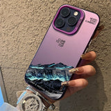 Snow Mountain Landscape Electroplate Silver Case For iPhone
