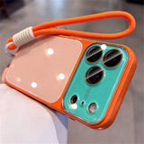Luxury Lanyard Hit Contrast Color Glossy Case for iPhone