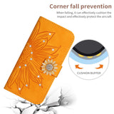 3D Glitter  Sunflower Leather Wallet Flip Case for iPhone