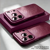 Burgundy Faux Leather Matte Shockproof  Case For iPhone